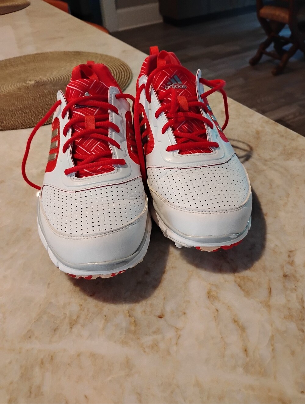 adidas Women's Adidtar White and Red Sport Golf Shoes